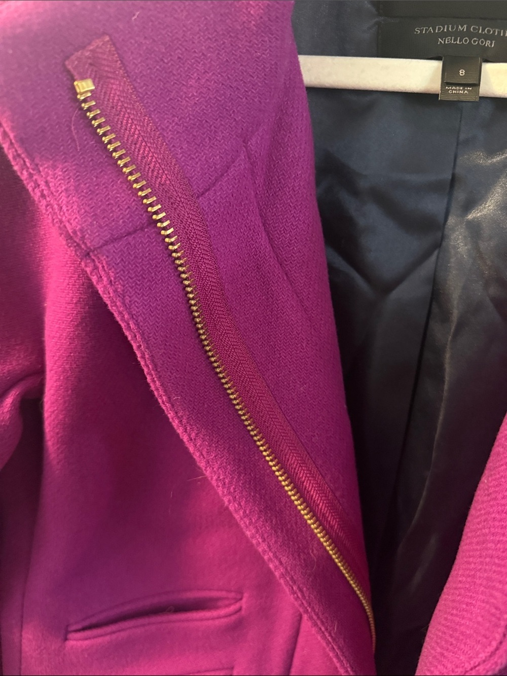 J. Crew Women's Vibrant Magenta Wool Pea Coat - Picture 5 of 6